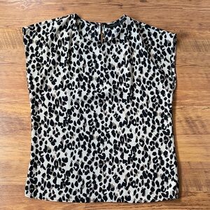 Halogen Black and Cream Animal Print Blouse